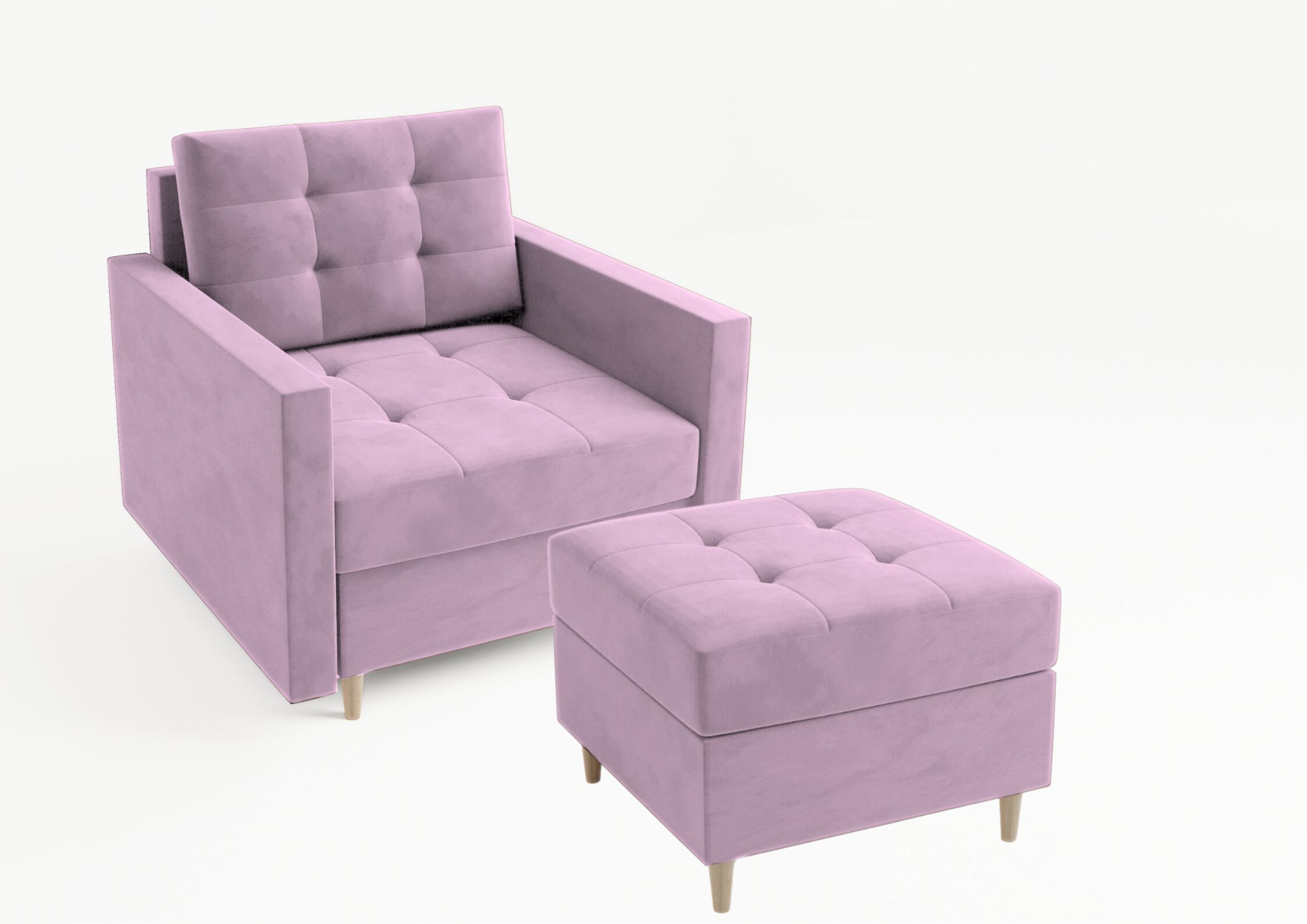 Różowy fotel pikowany Vido